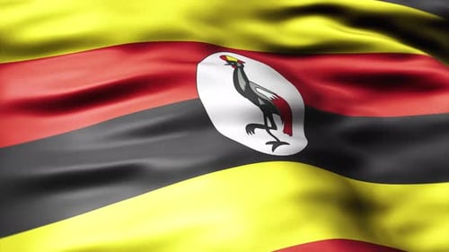 Realistic Waving Flag of Uganda Loop