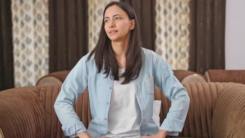 Indian woman completes the work and relaxes