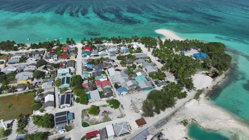 Aerial view of Naavaidhoo with sandy beaches, Maldives.