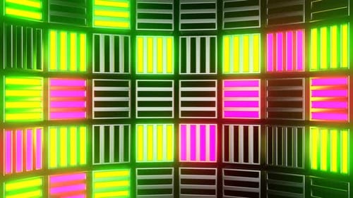 Würfelförmiger Hintergrund mit rosafarbenem und hellgrünem VJ Loop In 4K