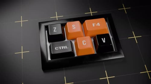 Representación 3D de una animación de teclado