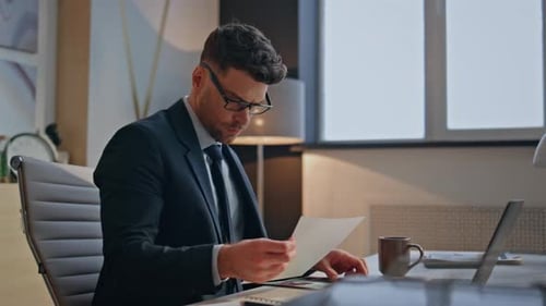 Man Writer Typing Laptop Keyboard Sitting Home Office Closeup Guy Writing Notes