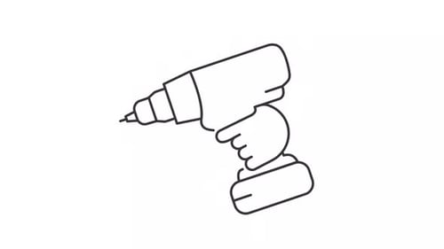 Animated Minimalist Line Art Power Drill Icon