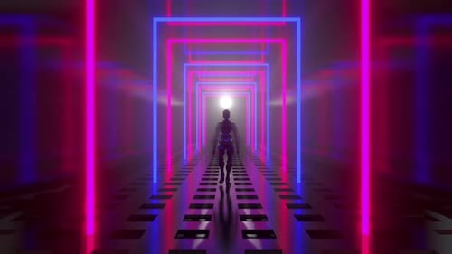 Robot Neon Tunnel 01 Hd
