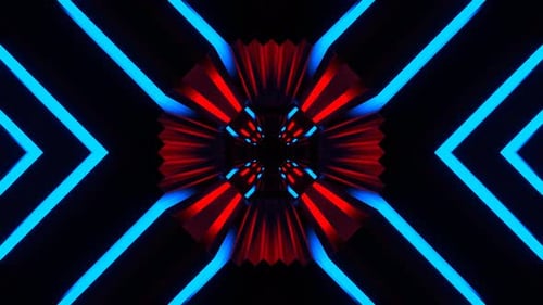 Red And Blue Neon Lines Movement Tunnel Background Vj Loop In 4K