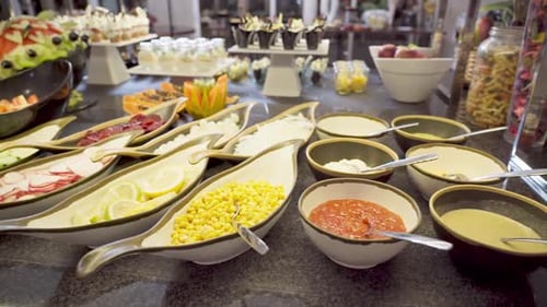 In the Hotel Buffet the Variety of Food is Fresh for Customers