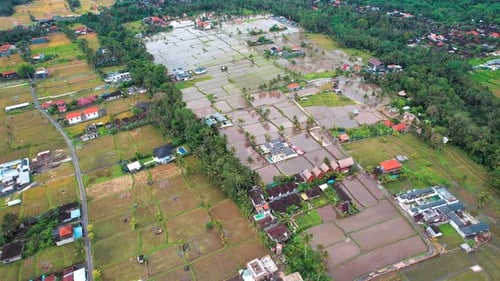 Aerial View of Residential Area in Ubud Bali Indonesia
