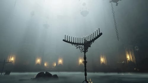 Charming Romantic Environment with Shimmering Flames and Foggy Atmosphere