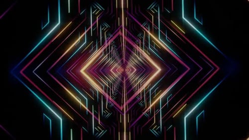 3D-Render, futuristischer Filmmusik Hintergrund im Retrowave VJ, Endlosschleife