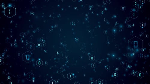 Hexadecimal Flow Business Corporate Technology Particles Tunnel Digital Background Loop