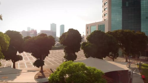 Tel aviv city trees and skycrapers aerial