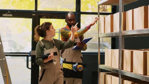 Depot Coworkers Examining Products