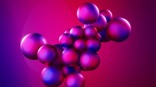 3d Abstract Motion Graphics with Flying Around Pink Spheres on Colorful Background