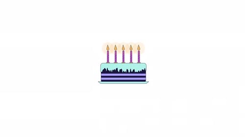Animated Birthday Cake with Flickering Candles