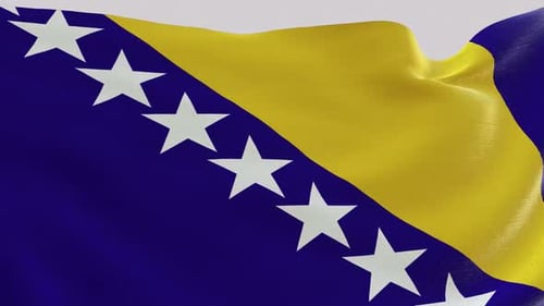 Realistic Waving Flag of Bosnia and Herzegovina Seamless Loop