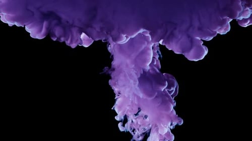 Purple ink over black background in slow motion