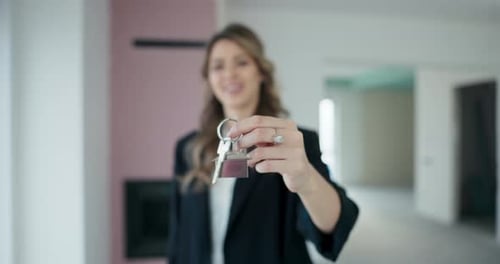 Demonstrating Trust Reliability Blonde Real Estate Agent Grasps Contract Plan Eyes Focused Intently