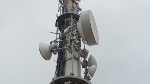 Telecommunication tower of 4G and 5G wireless cellular connection, antennas