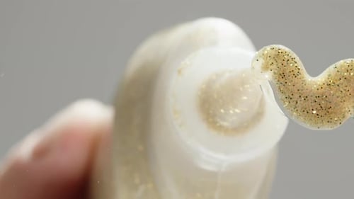 Glittery Gel Squeezed in Wavy Line, Macro Shot