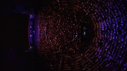 Aerial View of Concert Crowd at Night