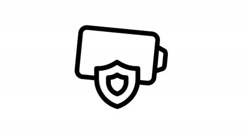 Animated Wallet Security Shield Icon Line Draw