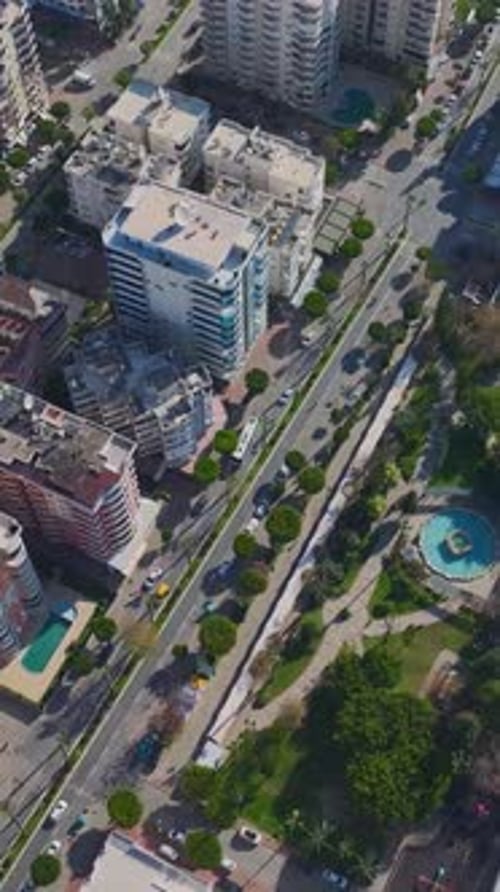 Vertical Video of a Picturesque City on the Mediterranean Coastline Captured From Above