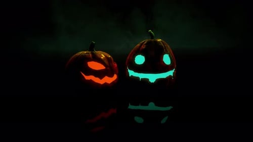 Glowing Jack-o'-Lanterns Halloween Animation