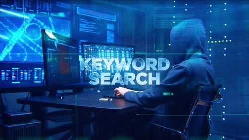 Keyword Search Concept Technology Futuristic Data Background Blue Color