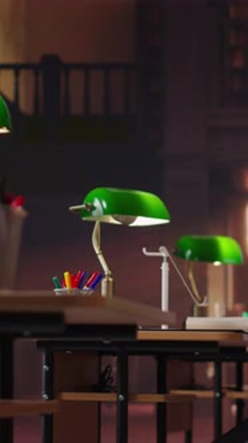 Vertical Video Traditional Library with Grand Interiors Featuring Bookshelves and Study Areas