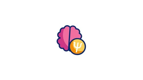 Flat Design Brain and Psi Symbol Psychology Icon Animation