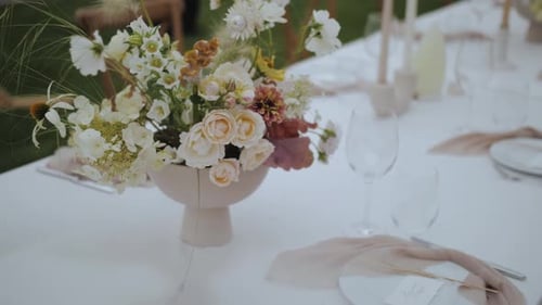Elegant Decorated Table for Outdoor Wedding Reception