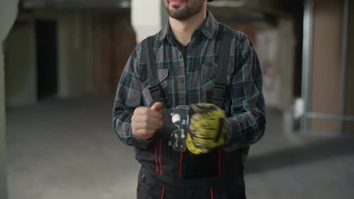 Caucasian Man Builder Civil Engineer Foreman Complete Building Construction Industry Professional
