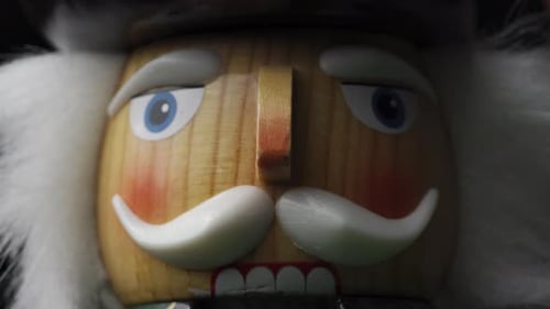 Closeup Of A Christmas Nutcracker Toy Soldier, Handcrafted Festive Painted Decoration