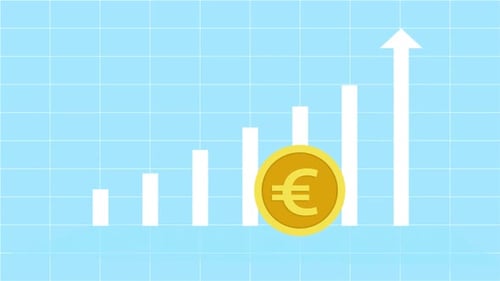 Euro growth chart growth in Europe economy animation