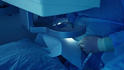 Eye surgery in the operating room.
