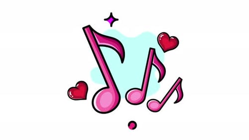 Animated Pink Music Notes and Hearts: A Valentine's Day Melody