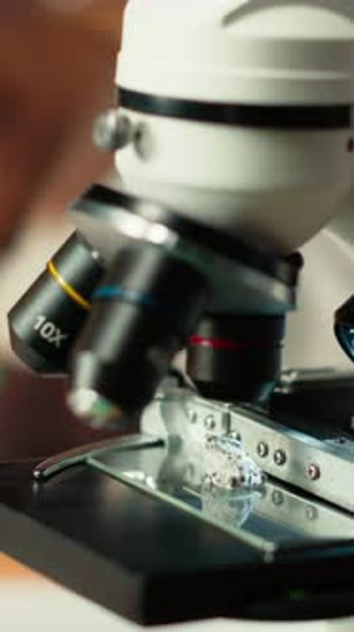 Vertical Video University Student Prepares for Exam By Researching Cells and Microorganisms