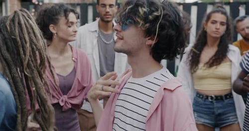 Group of Friends Dancing at Outdoor Party