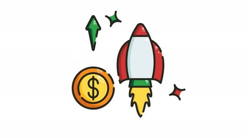 Animated Rocket Launch for Business Growth and Success