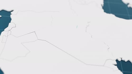 Highlight with Blue of Iraq 3d Map with Pointer Pin Surrounded with Other Countries in White
