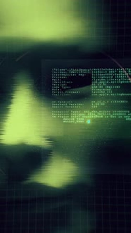 Digital Face Glitch Reveal with Cyber Code Overlay