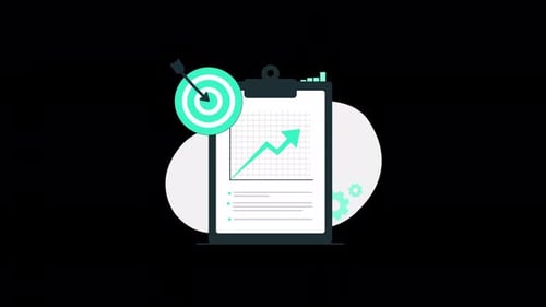 Clipboard with Goal Arrow. Business Growth Concept Animation Video - Transparent