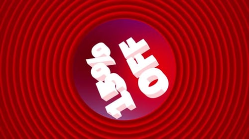 Dynamic 15% Off Text Reveal Animation with Red Circles