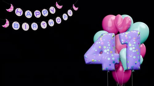 Animated Happy Birthday Banner With Rising Number Balloons