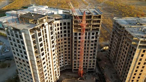 Vista aérea del sitio de construcción de edificios