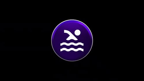 Rotating 3D Sports Swimming Icon Animation