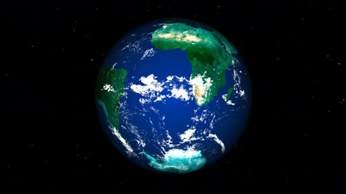 Realistischer 3D-gedrehter Erdplanet mit Wissenschaft. Vom Weltall aus gesehen