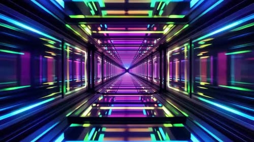 Tunnel de données au néon futuriste Sci-Fi Corridor
