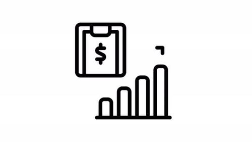 Business Report and Financial Growth Line Icon Animation