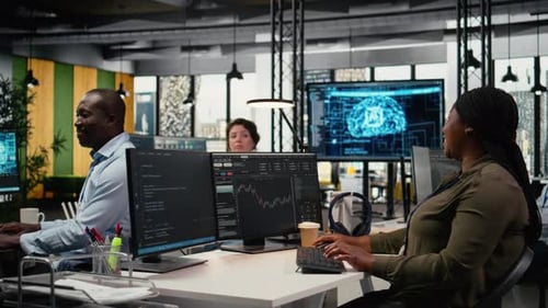 Startup Team Celebrating in Office After Seeing Stock Surging